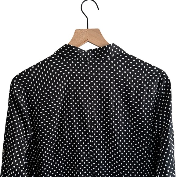 New York & Company Button Up Shirt Polka Dot Roll Tab Office Casual Size Large - Picture 11 of 16